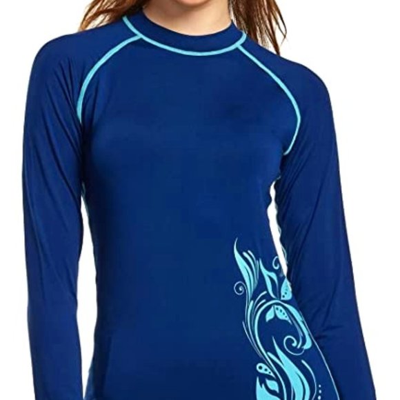 TSLA Women's UPF 50+ Long Sleeve Rash Guard NEW - Picture 1 of 3